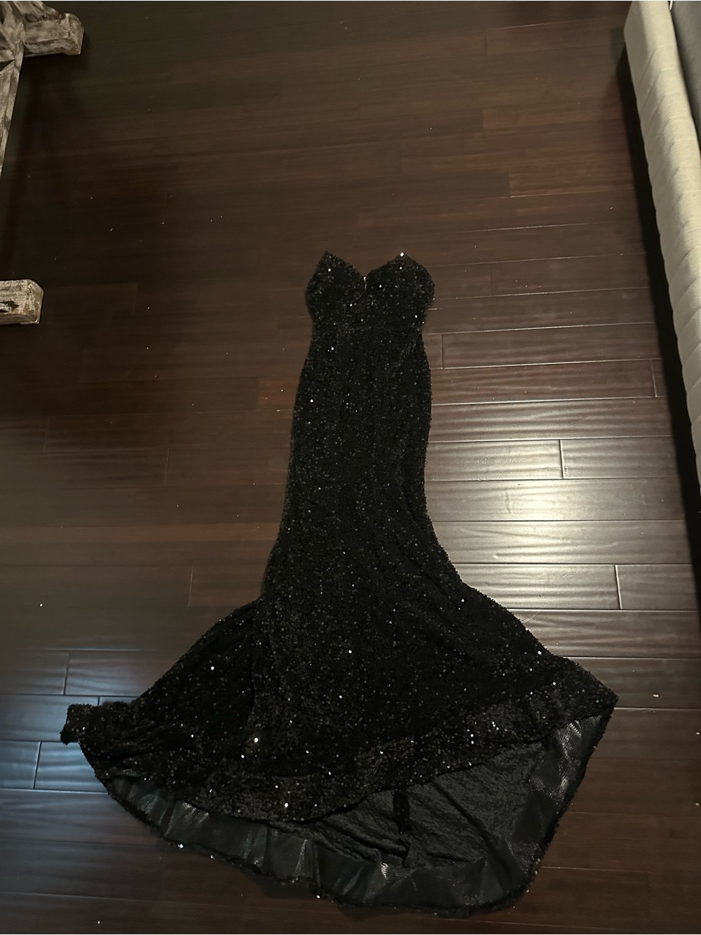 Amazon Black Strapless Sequin Mermaid Gown